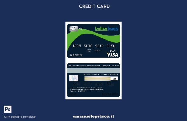 modello di carta visto Belize Belizebank stile verificato